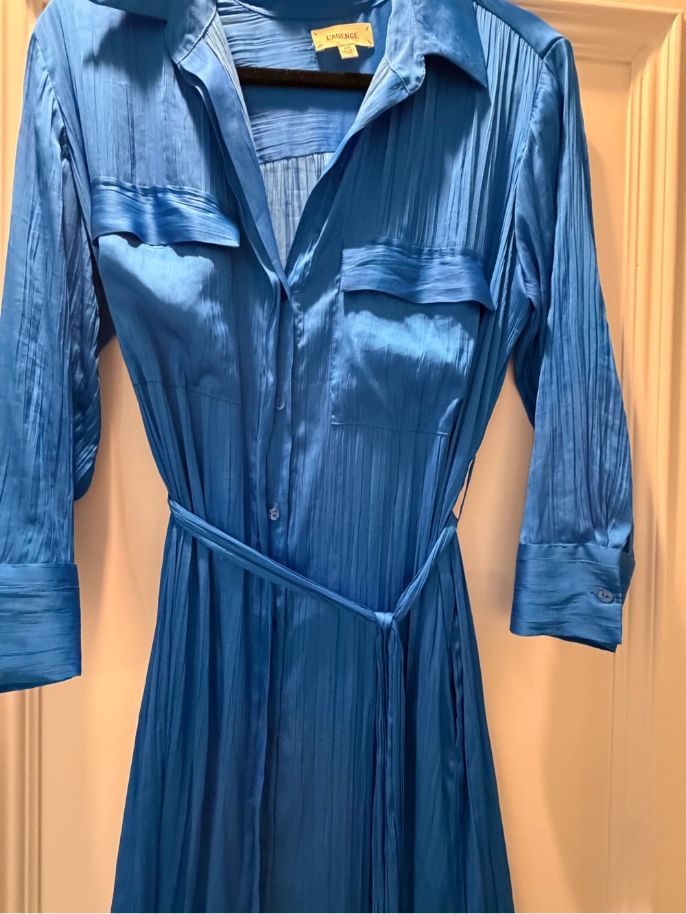 L'AGENCE Cobalt Blue Maxi Cameron Shirt Dress - Picture 3 of 5